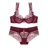 Hollow Brassiere Gather Sexy Embroidery Lace Push-up Bra
