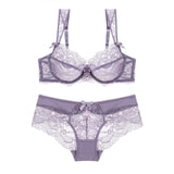 Hollow Brassiere Gather Sexy Embroidery Lace Push-up Bra