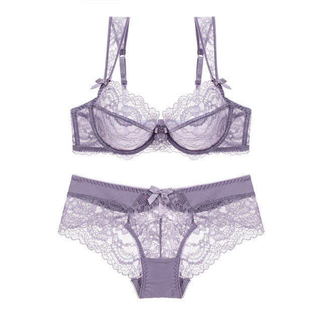 Hollow Brassiere Gather Sexy Embroidery Lace Push-up Bra