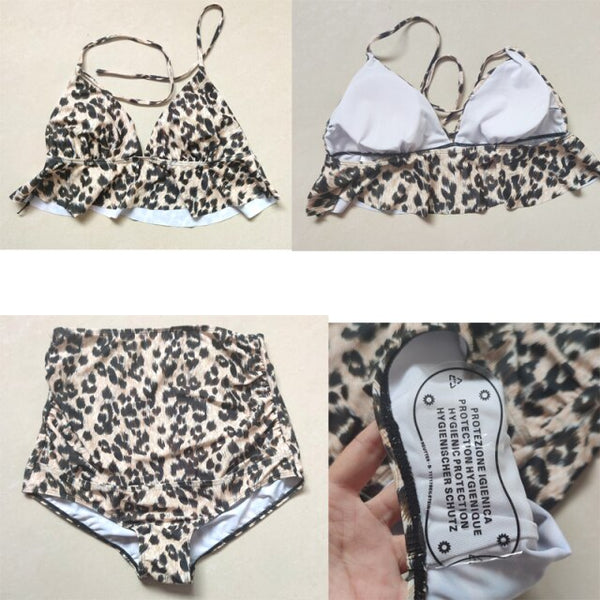 Leopard Print Ruffle Beach Bathing Suit One Piece