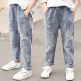 4-13 Years Boys Clothes Slim Straight Jeans