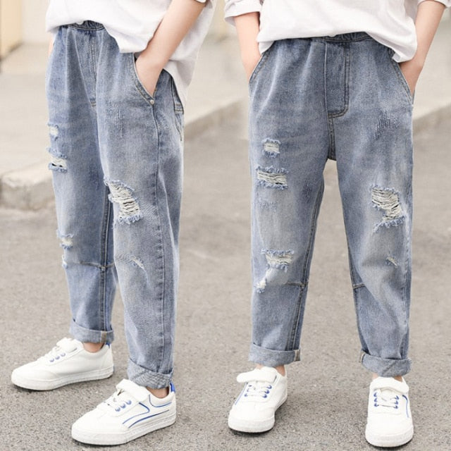 4-13 Years Boys Clothes Slim Straight Jeans