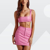 Women Single Breasted Crop Top Zipper Slim Fit