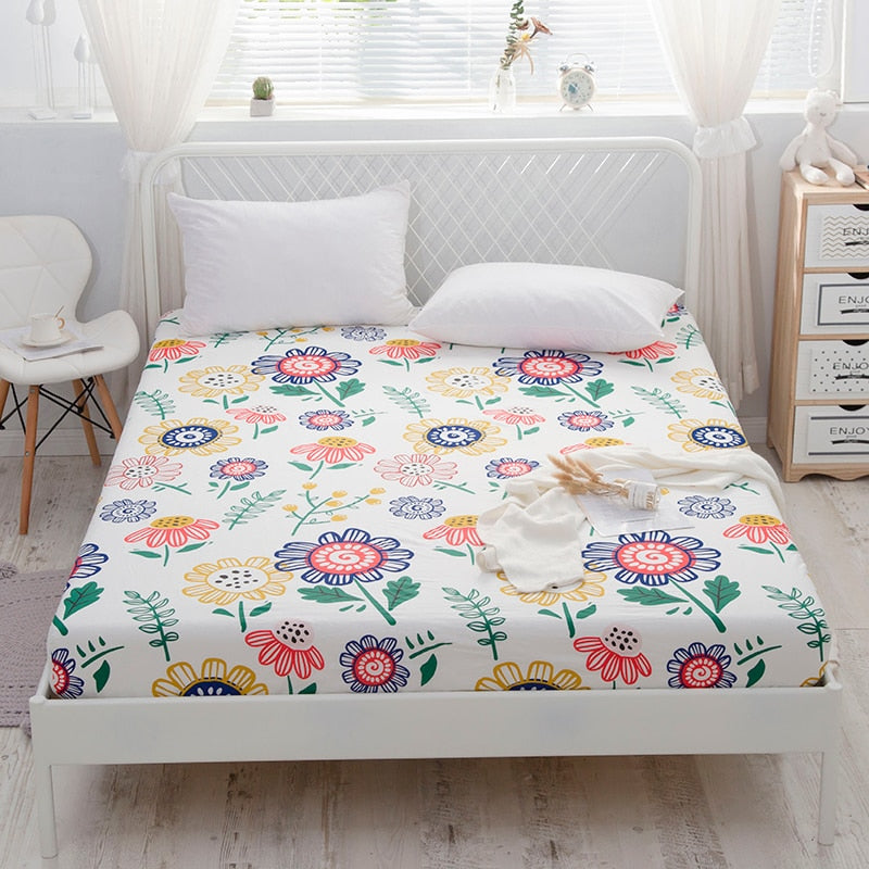 Kuup New 1pc Pure Cotton Soft Fitted Sheet Luxurious Double Queen King Size Bed Sheet