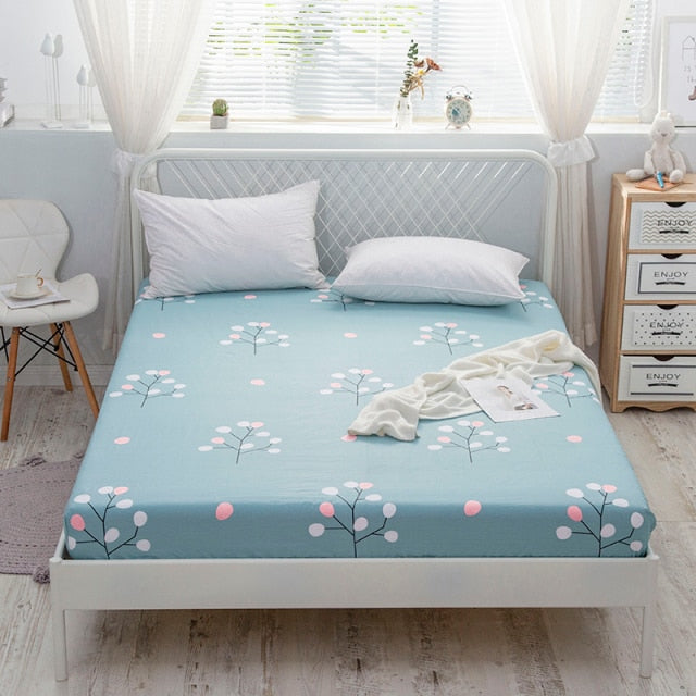 Kuup New 1pc Pure Cotton Soft Fitted Sheet Luxurious Double Queen King Size Bed Sheet