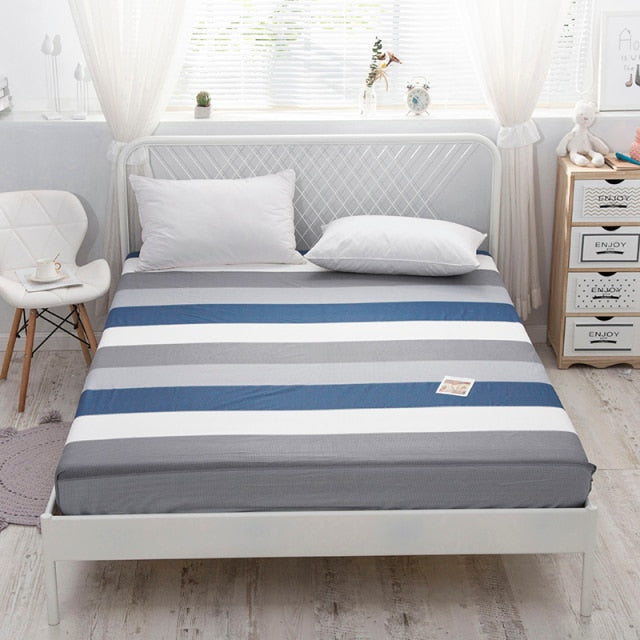 Kuup New 1pc Pure Cotton Soft Fitted Sheet Luxurious Double Queen King Size Bed Sheet