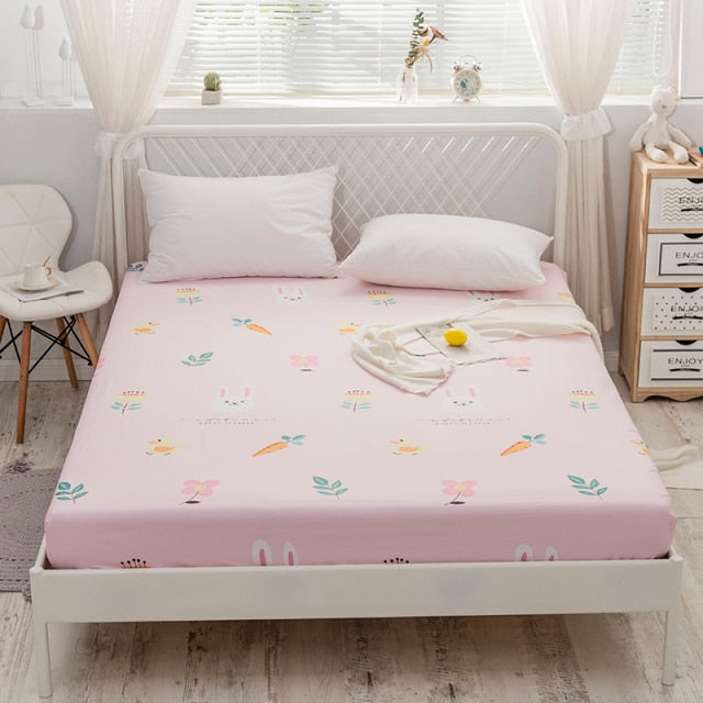 Kuup New 1pc Pure Cotton Soft Fitted Sheet Luxurious Double Queen King Size Bed Sheet