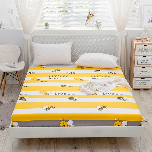 Kuup New 1pc Pure Cotton Soft Fitted Sheet Luxurious Double Queen King Size Bed Sheet