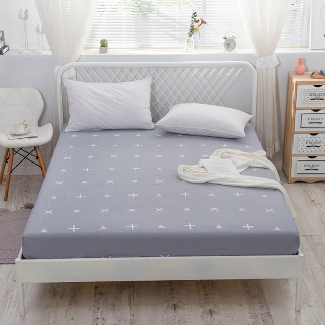 Kuup New 1pc Pure Cotton Soft Fitted Sheet Luxurious Double Queen King Size Bed Sheet