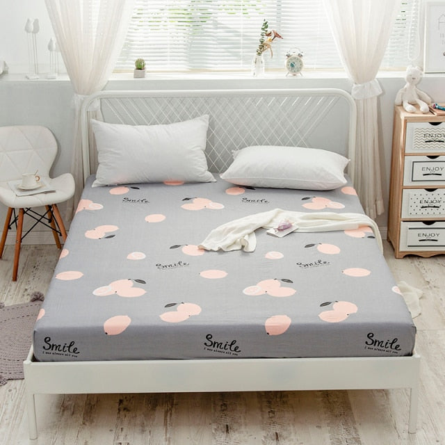Kuup New 1pc Pure Cotton Soft Fitted Sheet Luxurious Double Queen King Size Bed Sheet