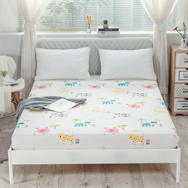 Kuup New 1pc Pure Cotton Soft Fitted Sheet Luxurious Double Queen King Size Bed Sheet