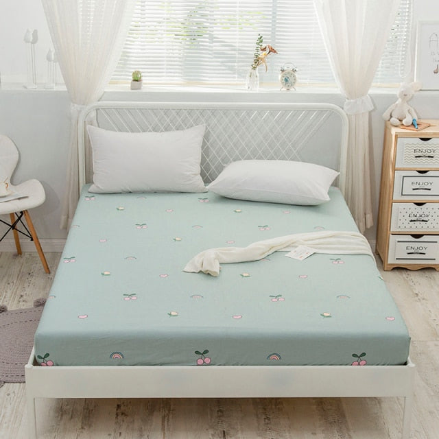 Kuup New 1pc Pure Cotton Soft Fitted Sheet Luxurious Double Queen King Size Bed Sheet