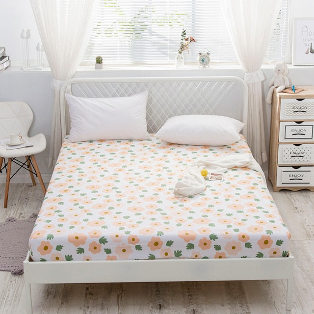 Kuup New 1pc Pure Cotton Soft Fitted Sheet Luxurious Double Queen King Size Bed Sheet