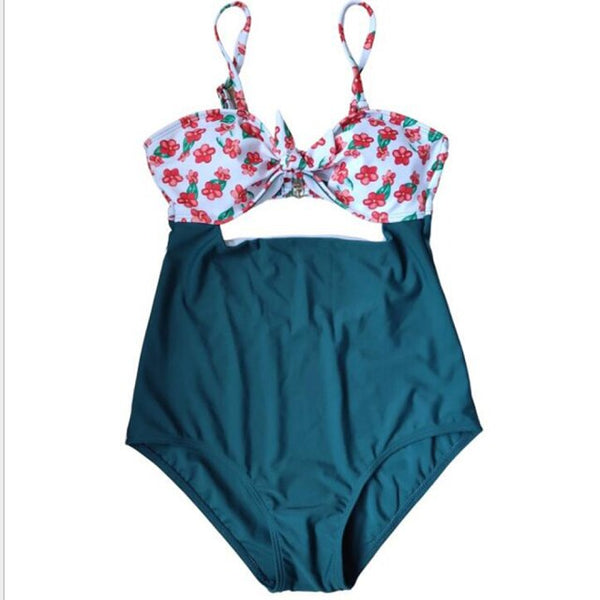 Sexy Bikini Swimwear High-Waisted One-Piece Multi-Color Print Flower Maternity Swimsuit For Pregnant Women New Style Plus Size