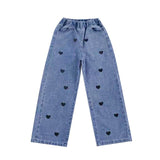 Girls Jeans Casual Fashion Embroidery Heart
