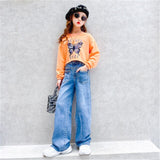 2021 Spring Autumn Girls Set 14 Year Fashion High Waist Pants Printing Sweatshirt 2 Pcs Childrens Clothes Casual Teen Girl Suit