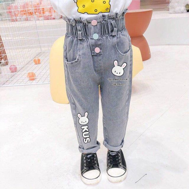 Girls Fashion High Waist Jeans Kids