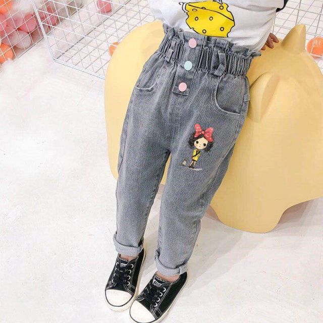 Girls Fashion High Waist Jeans Kids