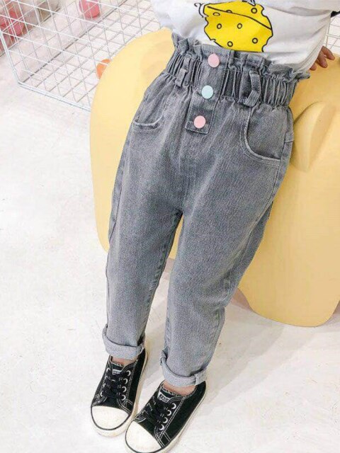 Girls Fashion High Waist Jeans Kids