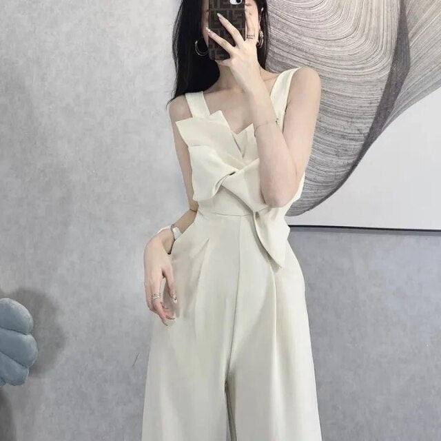 Women 2021 Summer Single Shoulder Solid Casual Jumpsuits
