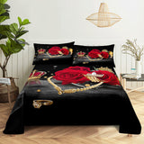 3D HD Bed Sheet Linen Pillow Case Cover Home Bedding Set Pillowcase Red Rose