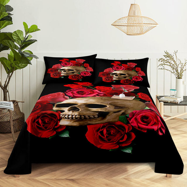 3D HD Bed Sheet Linen Pillow Case Cover Home Bedding Set Pillowcase Red Rose