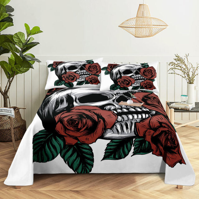 3D HD Bed Sheet Linen Pillow Case Cover Home Bedding Set Pillowcase Red Rose