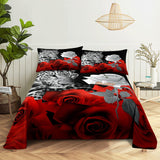 3D HD Bed Sheet Linen Pillow Case Cover Home Bedding Set Pillowcase Red Rose