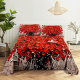 3D HD Bed Sheet Linen Pillow Case Cover Home Bedding Set Pillowcase Red Rose