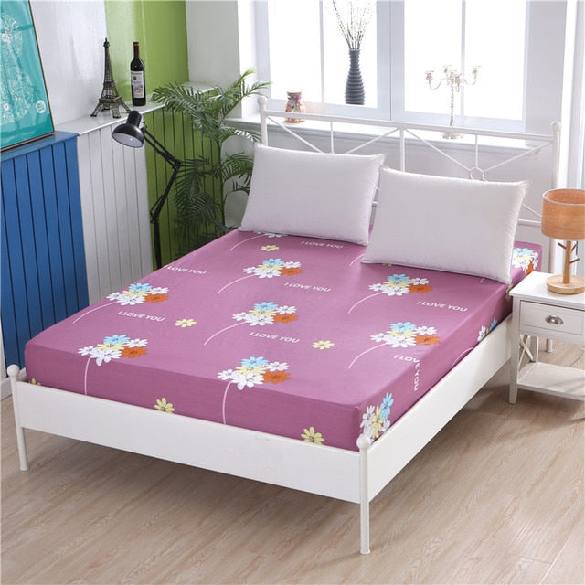 100% cotton fitted sheet plant cartoon plaid mattress cover With Elastic band bed sheet