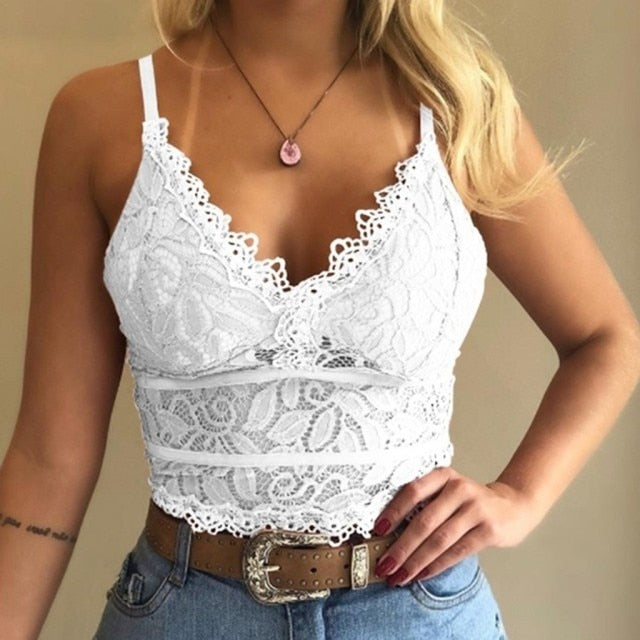 Floral Bralette Padded Push Up Lace Bra