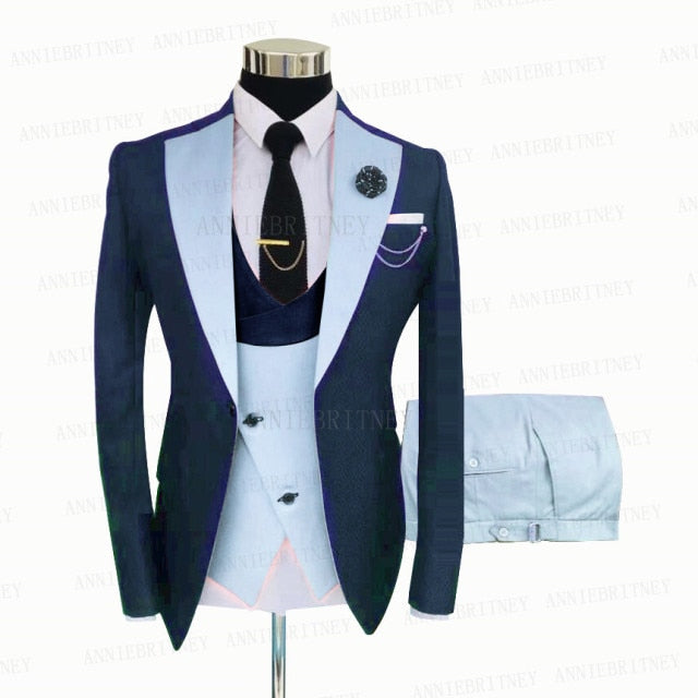 Vest Pants Slim Fit 3 Piece Custom Suit