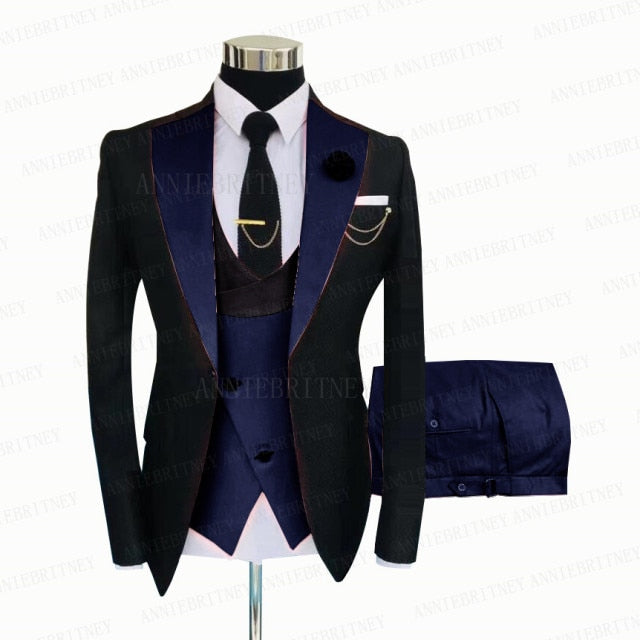 Vest Pants Slim Fit 3 Piece Custom Suit