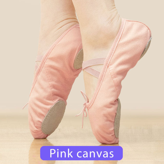 Girls Ballet Dance Shoes Canvas Pointe
