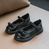 2021 Classic Black Burgundy Kid Girl Party Shoes Teenage Girls Student Dress Shoes Platform Mary Jane Shoes with Bowtie E01063