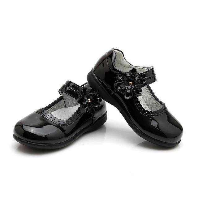 Black PU Leather Kids Mary Jane Flat Shoes