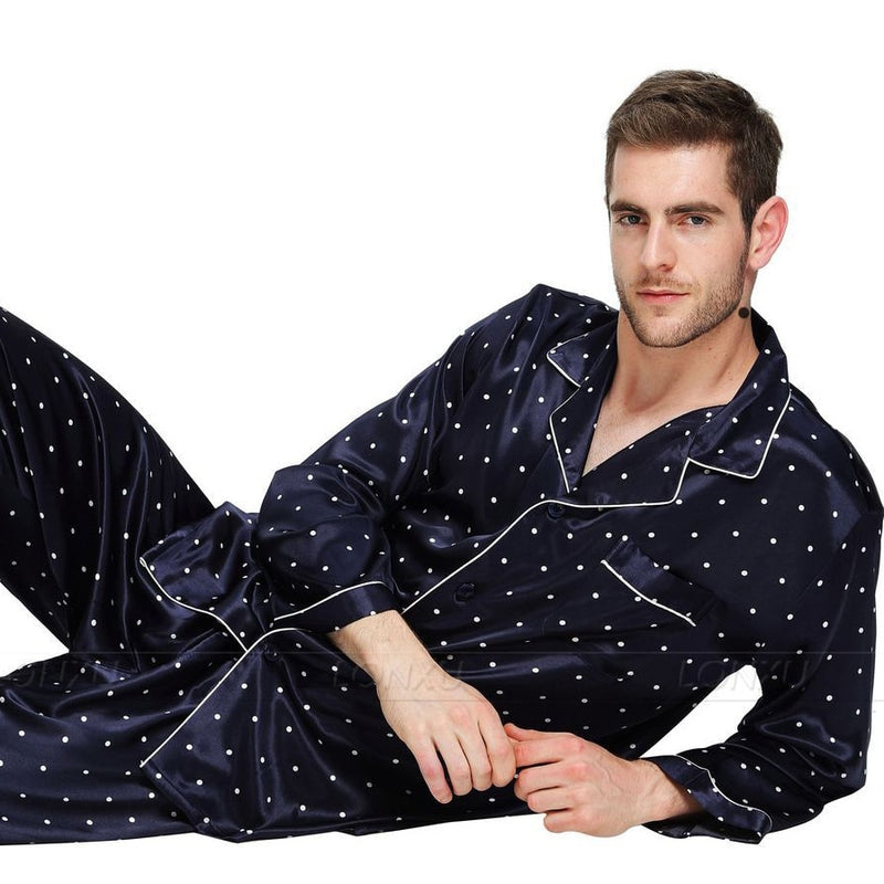 Mens Silk Satin Pajamas Set