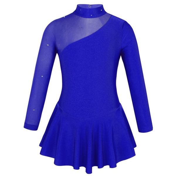 Kids Girls Professional Gymnastics Long Sleeves Dress