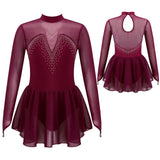 Kids Girls Sparkly Rhinestone Figure Skating Dress