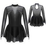Kids Girls Sparkly Rhinestone Figure Skating Dress