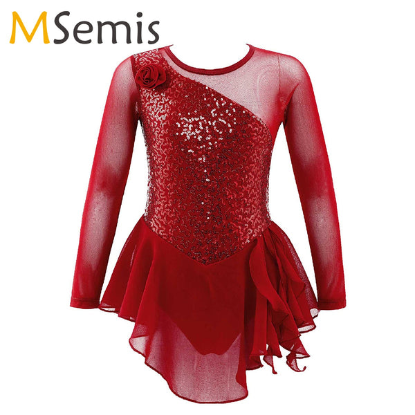 Tulle Long Sleeves Sequins Ballet Dress