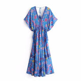 Vintage Chic women peacock Floral print Cotton Dress