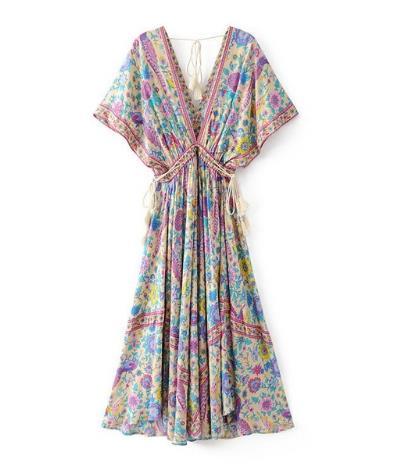Vintage Chic women peacock Floral print Cotton Dress