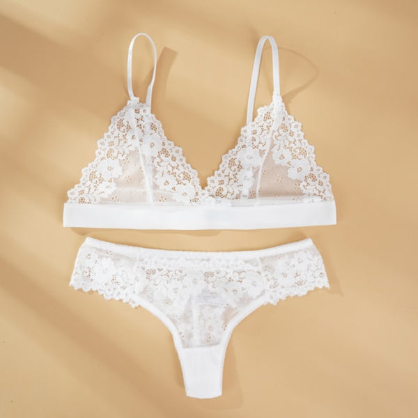 Ultra-Thin Hollow Embroidery Wireless Bra