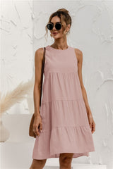 Summer Women Vest Cotton O-Neck Dress
