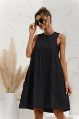 Summer Women Vest Cotton O-Neck Dress