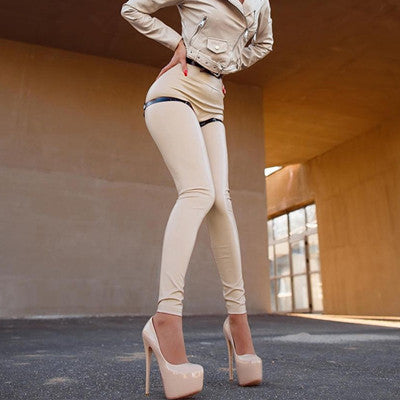 Leather Bright Leggings Nightclub Sexy PU High Waist Slim Pants
