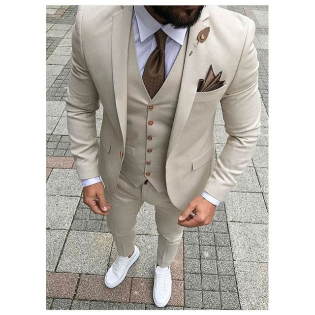 Slim Fit One Button Peak Blue Lapel Men Suits
