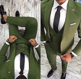 Slim Fit One Button Peak Blue Lapel Men Suits