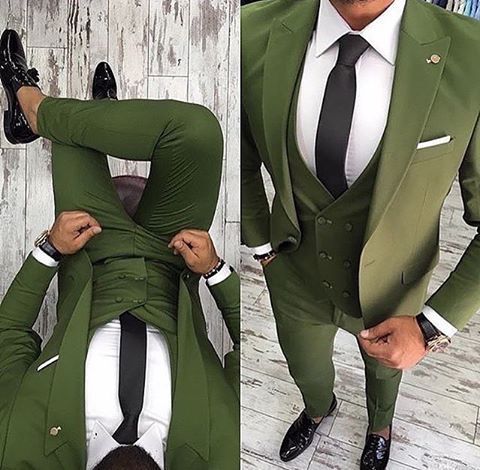 Slim Fit One Button Peak Blue Lapel Men Suits